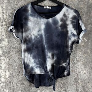 Crown of Hearts Sz L Tie-Dye Front Tie Crop Top Short Sleeve Lightweight